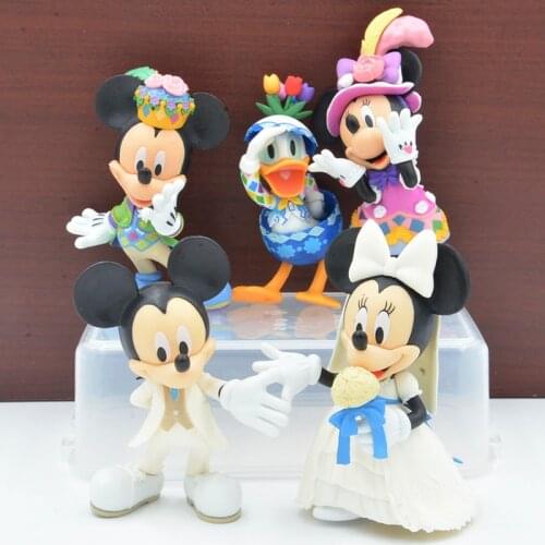 Disney 5pcs 10-12cm Cute Mickey Minnie PVC Action Figures Doll Wedding Toys Marriage Party Decoration Cake Toppers Juguetes