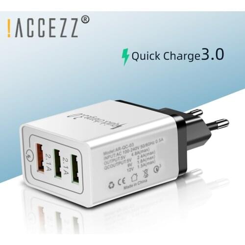!ACCEZZ 18W USB Charger Quick Charge 3.0 Fast Charging For iphone 12 11 8 Samsung S8 S9 Huawei P30 Xiaomi EU Plug Phone Adapter