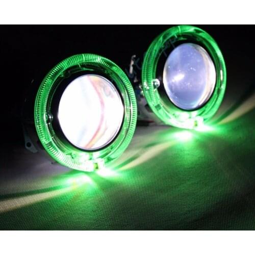 Car LED Headlights RGB Angel Eyes Cover Bluetooth App Auto Lens headlight 90W Hi/Lo Beam 3.0 Inches Projector Lamp H4 Q5 Kit