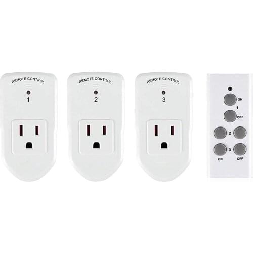 Wireless Remote Control Electrical Outlet Switch for Lights Fans Christmas Lights Small Appliance Long Range White 10A 1200W