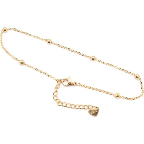 304 Stainless Steel Anklet Gold Color Round 23.3cm(9 1/8") long, 1 Piece