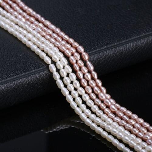 Hot Natural Freshwater Purple White Pearl Rice Shape Pearls Beads For Jewelry Making Bracelet Necklace Accessories Size 4-5mm