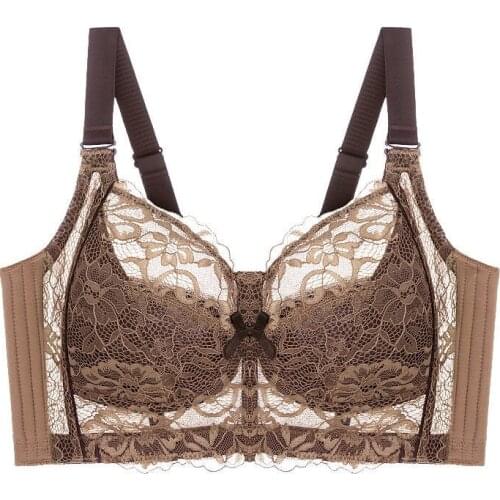Women Full Coverage Wire Free Non-Foam Lace Bra 34 36 38 40 42 B C D E F