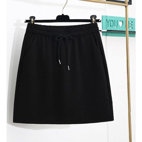 Black A-line Skirt New Style with Safety Pants Anti-glare High Waist Large Size Elastic Waist Sports Short Skirt Female Summer