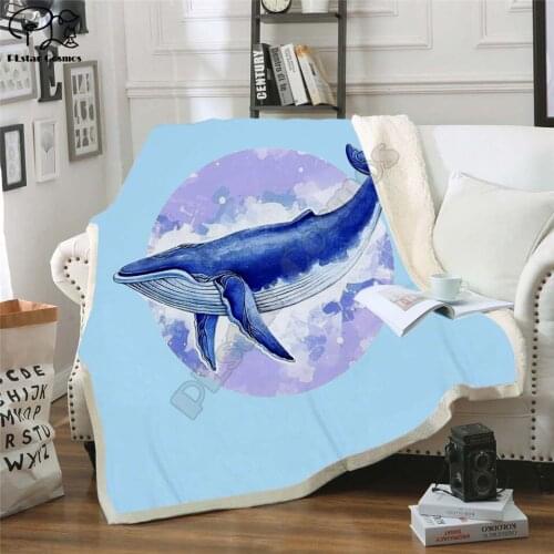 Whale animal 3d printed fleece blanket for Beds Hiking Picnic Thick Quilt Fashionable Bedspread Fleece Throw Blanket style-3