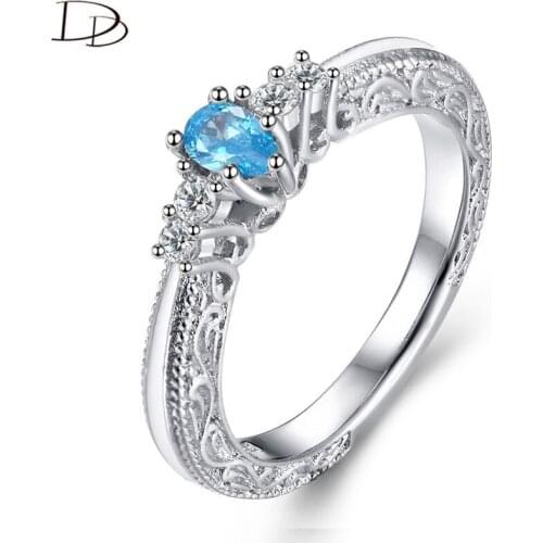 DODO Vintage Charming Sea Blue Austrian Crystal Princess Rings Women Water Drop AAA Cz Stone Jewelry Bijoux Femme Anillos Ra0100