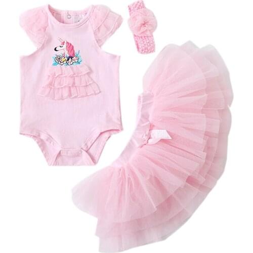 Unicorn Princess Newborn Baby Girl Clothes Sets Summer Kids Girls Outfits Suit 3 pcs Birthday Clothing 2020 New