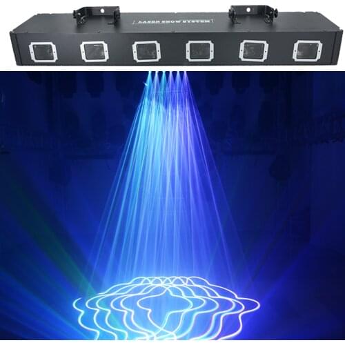 Laser Projection Light Six Heads RGBY Colorful DMX 512 Scanner Projector Party Christmas DJ Disco Music Equipment Dance Floor
