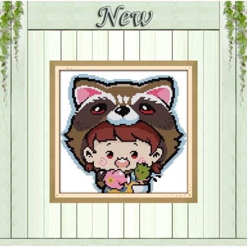 Cute baby(3) cartoon 11CT counted print on canvas needlework full embroidery Sets DMC 14CT Cross Stitch kits home Decor crafts