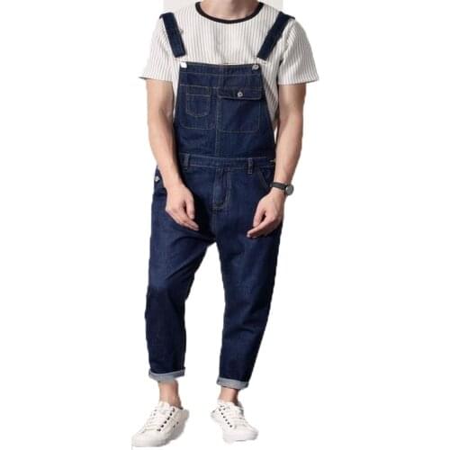 2018 Plus Size 4XL Black Denim Jumpsuit Men Autumn Spring Overalls Jeans Male Suspender Bib Pants jeans male bib pants