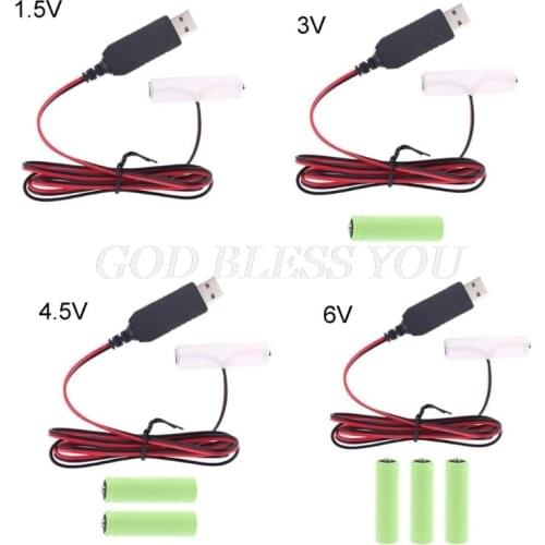 LR6 AA Battery Eliminator 2m USB Power Supply Cable Replace 1 to 4pcs AA Battery for Radio Electric Toy Clock LED Strip