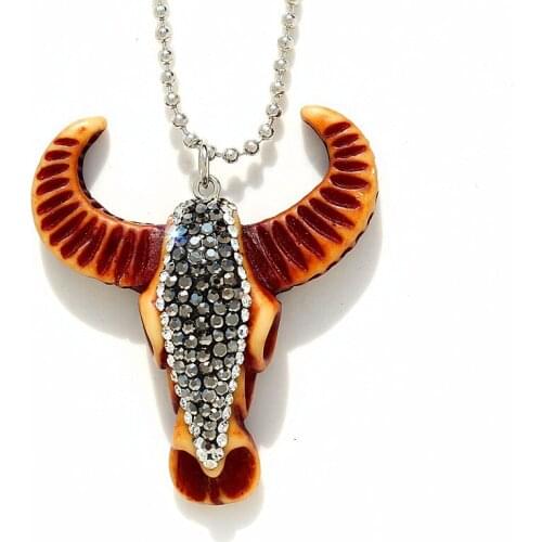 Tribal Style Necklace Brown OX Pendant Unisex Necklace Dropshipping