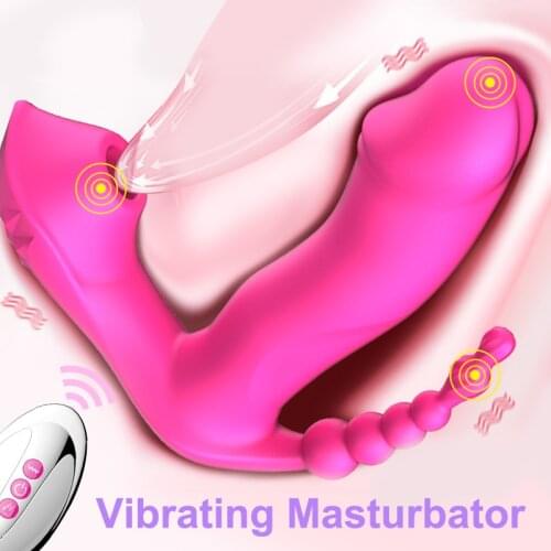 3 In 1 Wearable Sucking Dildo Vibrator G-Spot Clitoris Stimulator Orgasm Anal Viginal Massager Machine Adult Sex Toys for Women