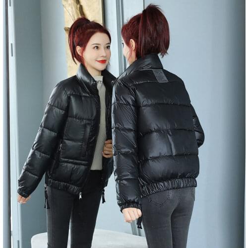 Glossy Down Cotton Coat Womens Short 2021 New Winter Loose Padded Clothes Student Bread Jackets Female Clothing
