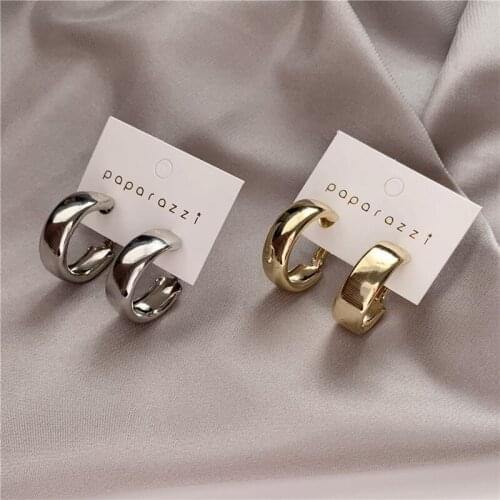 Hoop Earrings Minimalist Gold Silver Color Metal Large Circle Geometric Round Big Earrings for Women Fashion Wedding Jewelry