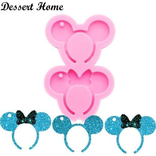 DY0189 Shiny Glossy Mouse Headband Epoxy Resin Molds For Jewelry , Mouse Ear for Headband Diy Silicone Keychain Mold Resin Craft