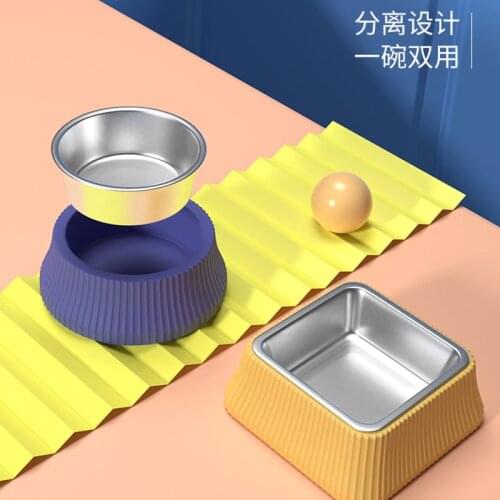 Dog Stainless Steel Bowl Roman Column Plastic Cat Food Water Feeder Large Puppy Universal Pet Supplies Accessories Kitten Bowl