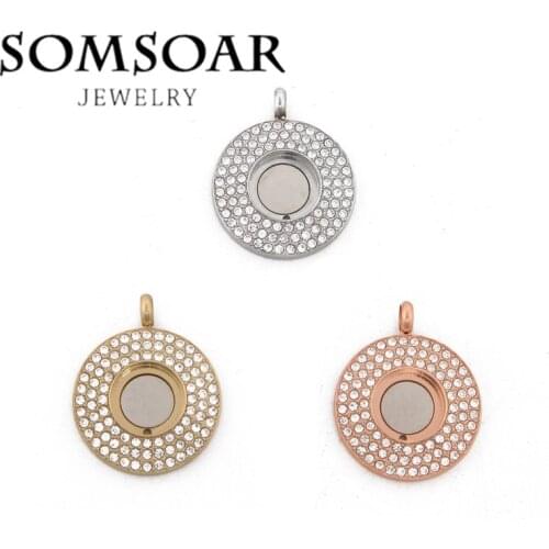 Somsoar Jewelry Newest 2.5*3cm Replaceable Cambio Necklace Pendant Silvering Gold Rose Gold fit 12mm Magentic Coin 10pcs