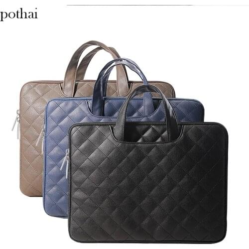 Yicana 11 13 14 15.6 inch Pu Leather Laptop Sleeve Handle bag Briefcase for Macbook Air Pro Retina 11.6 13 15.4