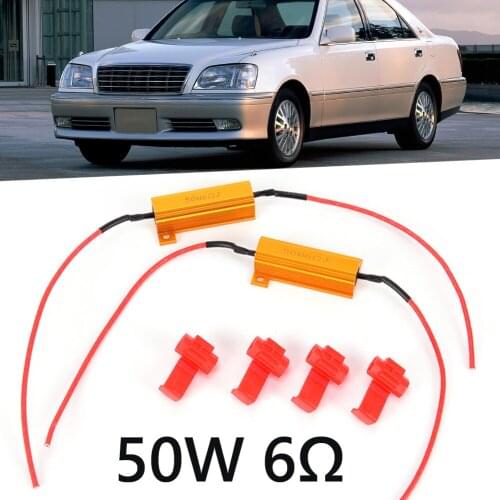 LED Car Light Resistance Decoder 50W 6Ω Load Resistors 2pcs for Automobile Turn Signal Lantern License Plate Lamp