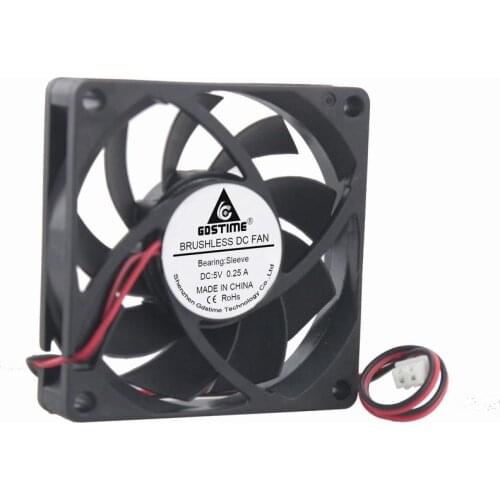 20 pieces Gdstime 70x70x15mm 5V 2 Wire 7cm CPU Burshless DC Cooling Fan 70mm x 15mm 7015 Black Case Radiator