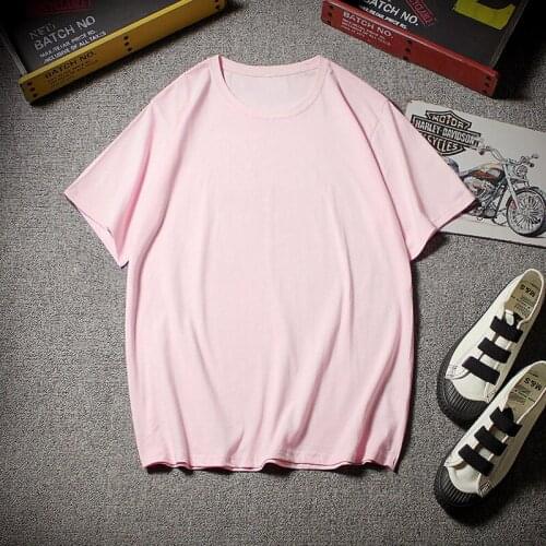 Female T-shirt Korean White Top Short O-neck Casual Ladies Tshirt Cute Basic Sleeve Summer Pink Shirt Streetwear Plus Size Tee