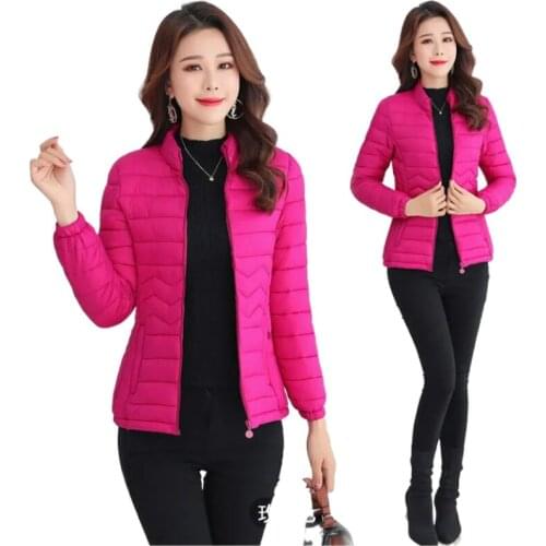 Women Winter Basic Jacket Light Soft Candy Color Spring Coat Female Short Cotton-Down Outerwear Plus Size 5XL