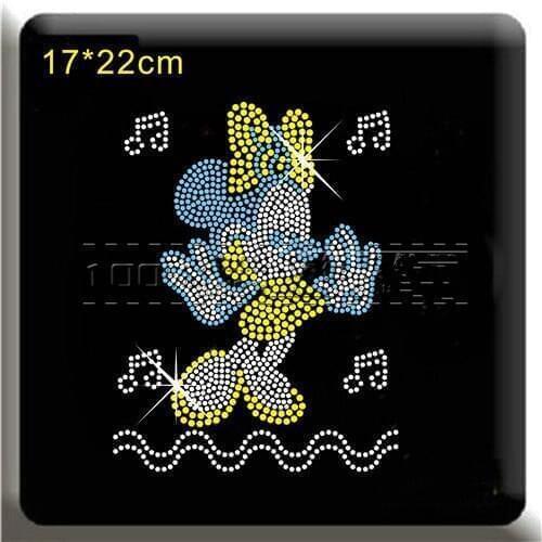 2pc/lot Classic cartoon sticker hot fix motif iron on crystal transfers design iron on rhinestone patches for shirt
