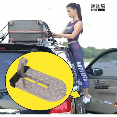 2 in 1 Car Folding Step Ladder Auxiliary Pedal Car Roof Pedal Foot Pegs With Safety Hammer Easy To Access The Roof Auto Parts