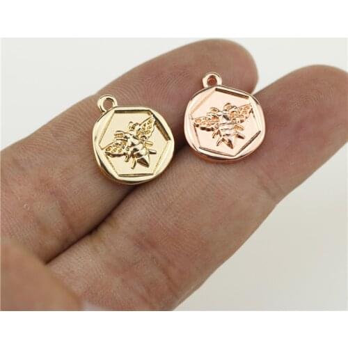 20pcs 13mm Pretty Coin With Bee Print Zinc Alloy Necklace,Earring Bracelet Jewelry DIY Handmade 3 colors