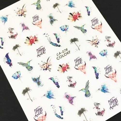 Newest CA-278 279 butterfly design 3d nail sticker back glue nail decals rhinestones DIY nail decorations manicure wraps