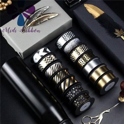 4 Yards/Roll 22mm Christmas Ribbon Stripes/Polka Dot Printing Offset Printing Bronzing Grosgrain Gift Box Decoration Rribbon Bow