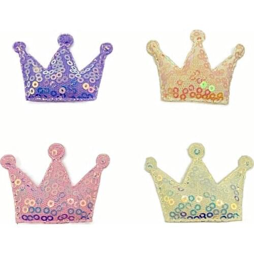 10 Pcs Sequin Crown Appliques Fabric Pads Bling Felties For Scrapbooking Mirror Wedding Decors Cloth Garments Accessories