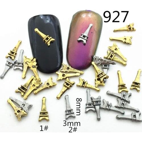 50pcs/pack Japan Alloy Nail Art 3D Vintage Style Gold Black Tower Metal Accessories Decoration for Phototherapy Nail Sticker DIY