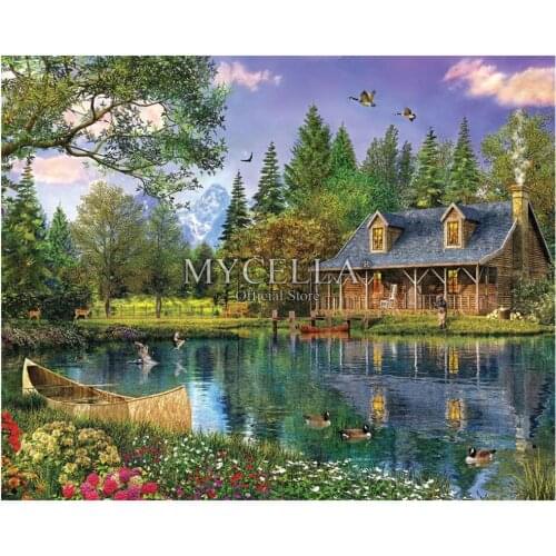 5D DIY Diamond Painting Landscape Cabins diamond embroidery Cross Stitch full square drill Rhinestone mosaic decoration gift