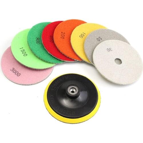 9Pcs 130mm Wet/Dry Polishing Pad 5 Inch Sharp Type Diamond Polishing Pads For Granite Marble Car Polishing Sanding Disc Stone