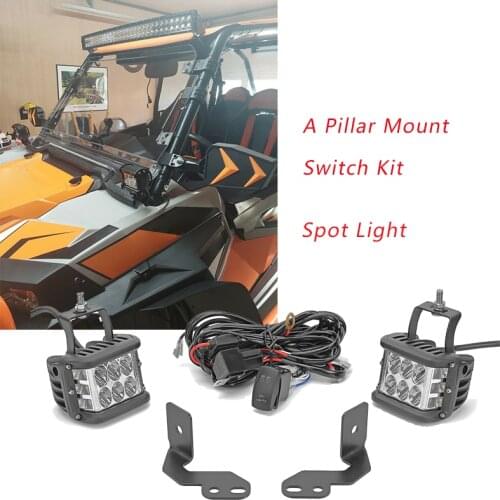 Car Lighting Accessories 60W Wide View LED Light Side A Pillar Mount Switch Kit For POLARIS 2 And 4 Seat RZR 800 900 & XP 1000