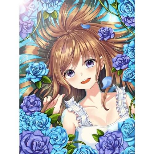 Diamond Mosaic Cartoon Girl Anime Picture Of Rhinestones 5D Diamond Embroidery Cross Stitch Art Painting Wall Decor