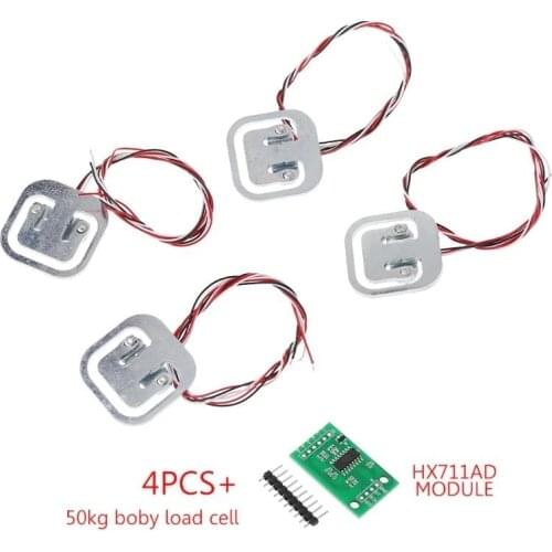 4Pcs 50kg Human Scale Load Cell Weight Sensors+HX711 AD Module Body Load Cell Weighing Sensor Pressure Sensors Measurement Tools
