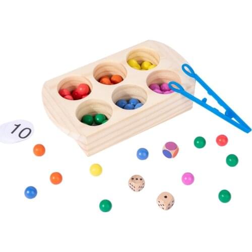 Montessori Wooden Colorful Bead Improve Skills Color Classification Recognition Box Early Learning Aids Baby Toys Boy Girl Gift