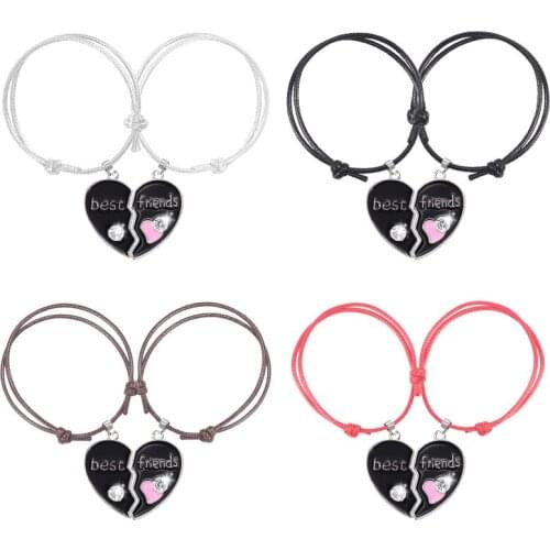 Couple 2-piece Bracelet Heart-shaped Stitching White Letters Pendant Fashion Men And Women Valentines Day Jewelry Gift Hot