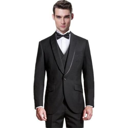Elegant man groom suit three-piece design elegant chic lapel a grain of buckle three-piece men formal suit terno masculino
