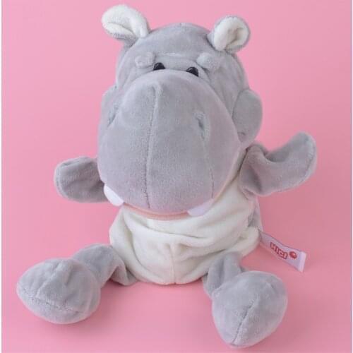 Grey Hippo hand puppet plush toy, Stuffed Baby / Kids Doll Toy Gift Free Shipping