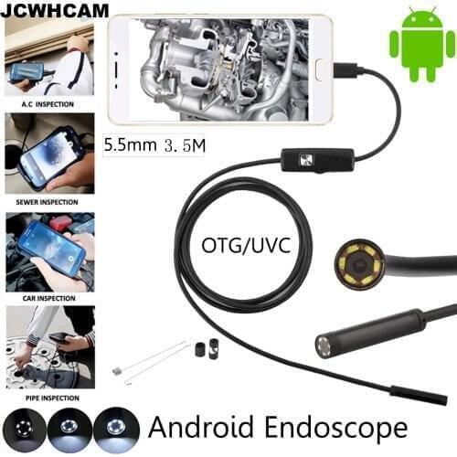 JCWHCAM 5pcs/lot 5.5MM 3.5M Cable Endoscope USB Android Endoscopio Camera IP67 2 IN 1 Android Borescope Inspection Camera