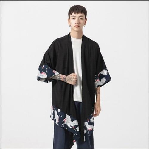 Kimono man Japanese clothes samurai clothing Japanese kimono cardigan yukata men haori obi costume shirt FF2005