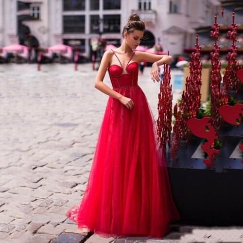 SoDigne Red Dubai Prom Dresses 2020 A Line Backless Lace Appliques Corset Evening Dress Long Princess Formal Party Gown