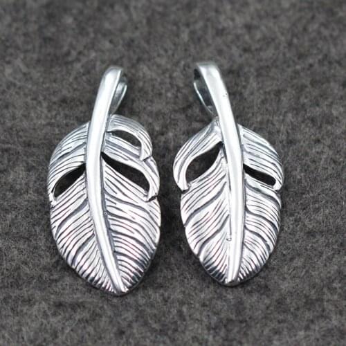 S925 Sterling Silver Jewelry Takahashi Goro Big Leaf Feather Pendant Vintage Thai Silver Men And Women Pendant Wholesale