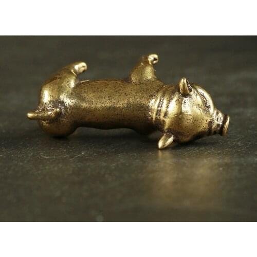 Brass Creative Small Bronze Pig Figurines Chinese Zodiac Pig Ornaments Metal Pendants Ornaments Desktop Decoration Home Decor