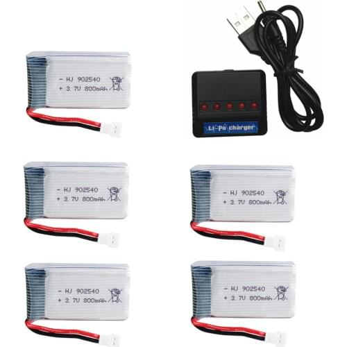 3.7V 800mAh 25c Lipo Battery and 5in1 Charger for Syma X5 X5C X5SC X5SW TK M68 CX-30 K60 905 V931 RC Quadcopter Drone Spare Part