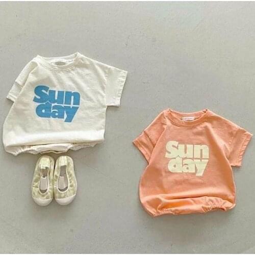 MILANCEL 2021 Summer New Baby Clothes Simple Letter Print Bodysuit Korean Solid Infant One Piece Korean Cotton Toddler Outfits